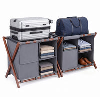 68 cm Bamboo Luggage Rack with Compartments