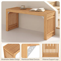 Giantex Bamboo Dining Bench, 90CM Long Entryway Bench Indoor Kitchen Bench