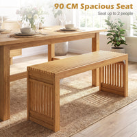 Giantex Bamboo Dining Bench, 90CM Long Entryway Bench Indoor Kitchen Bench