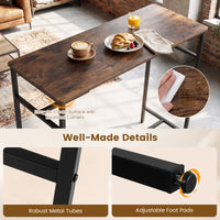 100 cm Long Bar Table with Footrest and Metal Frame
