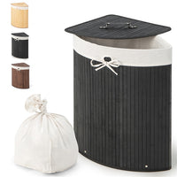 Giantex Laundry Hamper with Lid, 72L Bamboo Laundry Basket with Removable and Machine Washable Liner Bag
