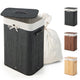 Giantex Laundry Hamper with Lid, 72L Bamboo Laundry Basket with Removable and Machine Washable Liner Bag