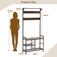 Giantex 3-in-1 Coat Rack, Industrial Hall Tree with Shoe Bench