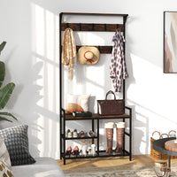 Giantex 3-in-1 Coat Rack, Industrial Hall Tree with Shoe Bench