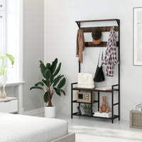 Giantex 3-in-1 Coat Rack, Industrial Hall Tree with Shoe Bench