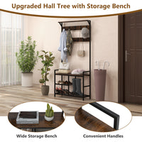 Giantex 3-in-1 Coat Rack, Industrial Hall Tree with Shoe Bench