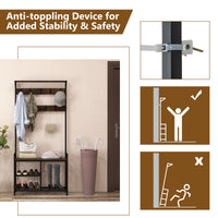Giantex 3-in-1 Coat Rack, Industrial Hall Tree with Shoe Bench
