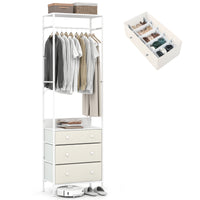 Clothes Rack with Drawers Closet Organizer w/ Hanging Rod & Storage Shelves