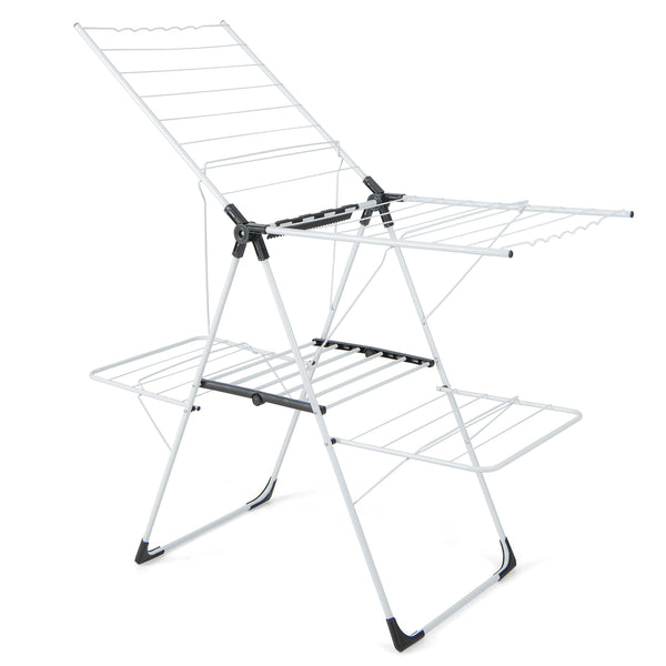 Giantex Folding Clothes Drying Rack, 2-Tier Metal Laundry Drying Rack Laundry Drying Rack with Height-Adjustable Wings