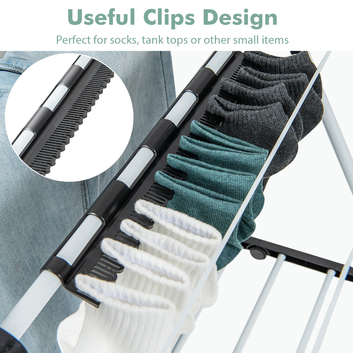 Giantex Folding Clothes Drying Rack, 2-Tier Metal Laundry Drying Rack Laundry Drying Rack with Height-Adjustable Wings