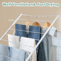 Giantex Folding Clothes Drying Rack, 2-Tier Metal Laundry Drying Rack Laundry Drying Rack with Height-Adjustable Wings