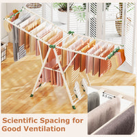 Foldable Metal Laundry Drying Rack with Height Adjustable Wings, 20 Drying Rails