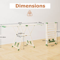 Foldable Metal Laundry Drying Rack with Height Adjustable Wings, 20 Drying Rails