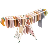 Foldable Metal Laundry Drying Rack with Height Adjustable Wings, 20 Drying Rails