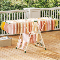 Foldable Metal Laundry Drying Rack with Height Adjustable Wings, 20 Drying Rails