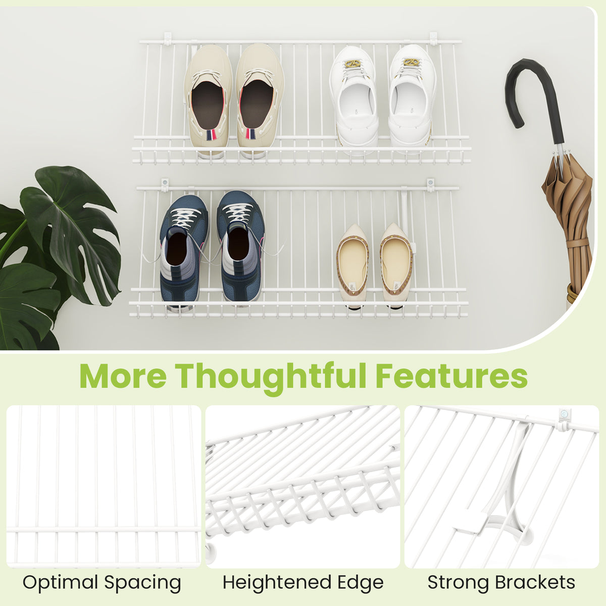 Closet Shelves Wall Mounted Set of 2
