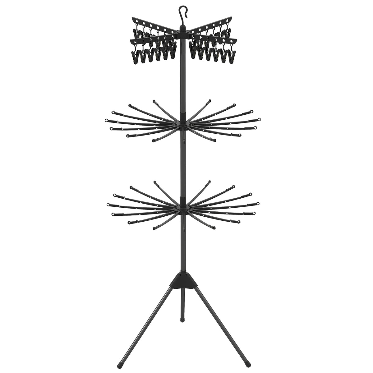 3-Tier Folding Clothes Drying Rack, 178 cm Freestanding Tripod Laundry Drying Rack