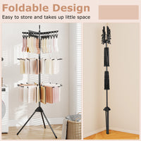 3-Tier Folding Clothes Drying Rack, 178 cm Freestanding Tripod Laundry Drying Rack