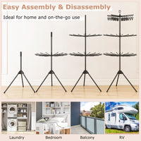 3-Tier Folding Clothes Drying Rack, 178 cm Freestanding Tripod Laundry Drying Rack