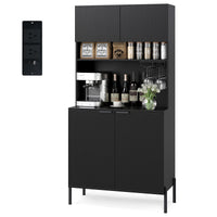Kitchen Pantry Cabinet with Charging Station, 164 cm Tall Wine Bar Cabinet
