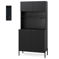 Kitchen Pantry Cabinet with Charging Station, 164 cm Tall Wine Bar Cabinet