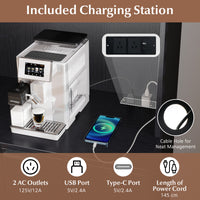 Kitchen Pantry Cabinet with Charging Station, 164 cm Tall Wine Bar Cabinet