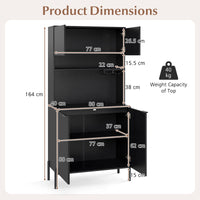 Kitchen Pantry Cabinet with Charging Station, 164 cm Tall Wine Bar Cabinet