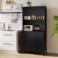 Kitchen Pantry Cabinet with Charging Station, 164 cm Tall Wine Bar Cabinet