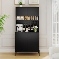 Kitchen Pantry Cabinet with Charging Station, 164 cm Tall Wine Bar Cabinet