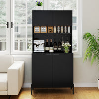 Kitchen Pantry Cabinet with Charging Station, 164 cm Tall Wine Bar Cabinet