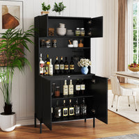 Kitchen Pantry Cabinet with Charging Station, 164 cm Tall Wine Bar Cabinet