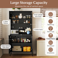 Kitchen Pantry Cabinet with Charging Station, 164 cm Tall Wine Bar Cabinet