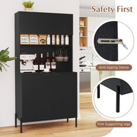 Kitchen Pantry Cabinet with Charging Station, 164 cm Tall Wine Bar Cabinet