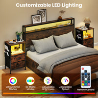 End Table Nightstand Set of 2 with Charging Station for Bedroom