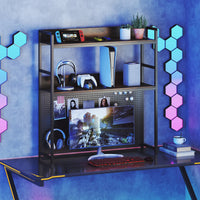 Desktop Bookshelf, Multipurpose 2-Tier Desk Hutch with Pegboard