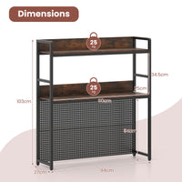 Desktop Bookshelf, Multipurpose 2-Tier Desk Hutch with Pegboard