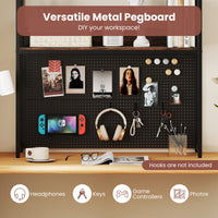 Desktop Bookshelf, Multipurpose 2-Tier Desk Hutch with Pegboard