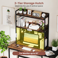 Desktop Bookshelf, Multipurpose 2-Tier Desk Hutch with Pegboard