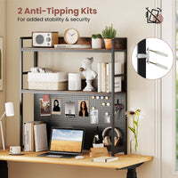 Desktop Bookshelf, Multipurpose 2-Tier Desk Hutch with Pegboard