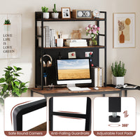 Desktop Bookshelf, Multipurpose 2-Tier Desk Hutch with Pegboard