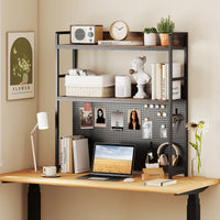 Desktop Bookshelf, Multipurpose 2-Tier Desk Hutch with Pegboard
