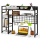 Desk Shelf, 4-Tier Desktop Display Rack with Metal Grid Panel & 6 Hooks