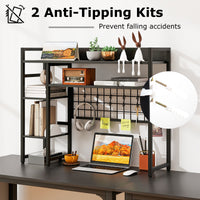 Desk Shelf, 4-Tier Desktop Display Rack with Metal Grid Panel & 6 Hooks