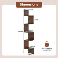 5-Tier Corner Shelf, Floating Bookshelf, Wall Mounted Storage Organizer