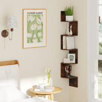 5-Tier Corner Shelf, Floating Bookshelf, Wall Mounted Storage Organizer