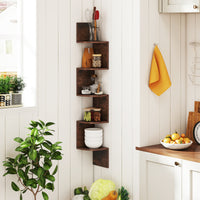 5-Tier Corner Shelf, Floating Bookshelf, Wall Mounted Storage Organizer