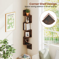 5-Tier Corner Shelf, Floating Bookshelf, Wall Mounted Storage Organizer