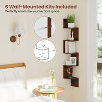 5-Tier Corner Shelf, Floating Bookshelf, Wall Mounted Storage Organizer