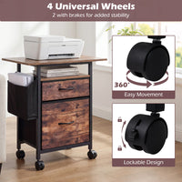 Giantex 2-Drawer Mobile File Cabinet, Rolling Printer Stand with Extended Tabletop