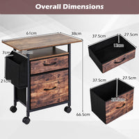 Giantex 2-Drawer Mobile File Cabinet, Rolling Printer Stand with Extended Tabletop